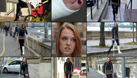 Kelly Term SLC Foxy Cast Gal Crutching Around Downtown (in HD 1920X1080)