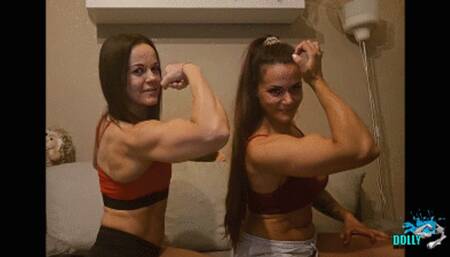 Kim and Dolly flexing beautiful muscles