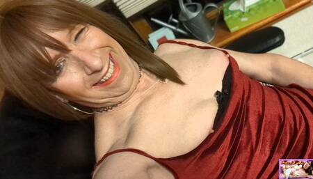 Elegant lady wanks her cock for you