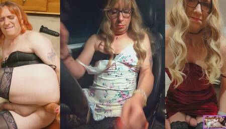 Long blonde babe with a dick parks her car