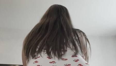 I decide to humiliate my slave once again with my cherry-red dress !