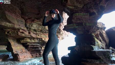 Wetsuit Cave Encounter: Secret Fun with Mysterious Stranger - MP4