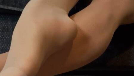 Nylons Leg Crossing and Muscle Worship Barefoot