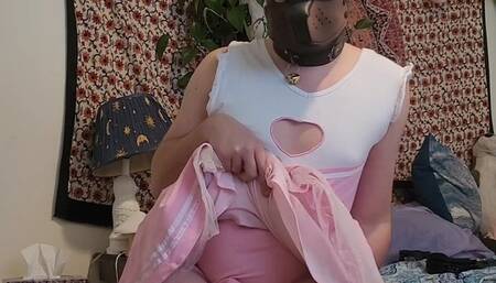 SubbyPuppy femboy cheerleader sitting on the dildo chair