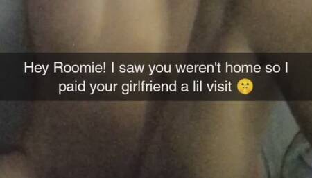 "No Please Don't Cum In Me!" Roommates Cheating Girlfriend Bred on Snapchat
