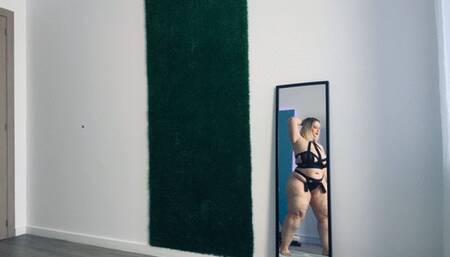 Sensual dance with strappy outfit