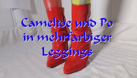 Cameltoe and bottom in multicolored leggings - Cameltoe und Po in mehrfarbiger Leggings