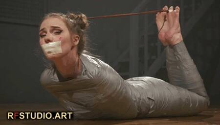 Meloxy - Tape Mummification Part 2 - Struggling on the Floor and Hair-to-Toes Hogtie (UHD 4K MP4)