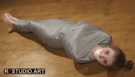 Meloxy - Tape Mummification Part 2 - Struggling on the Floor and Hair-to-Toes Hogtie (FULL HD MP4)