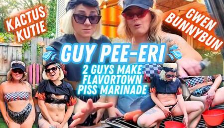 Guy PEE-eri: two girls piss in a bowl (Piss Cosplay)