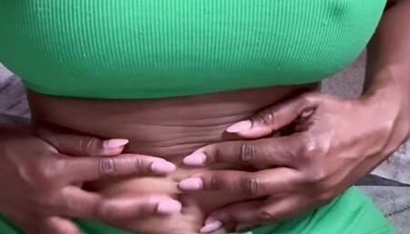 Dirty Workout Belly Button Gets a Sweet Strawberry Reward Slave licks it all up