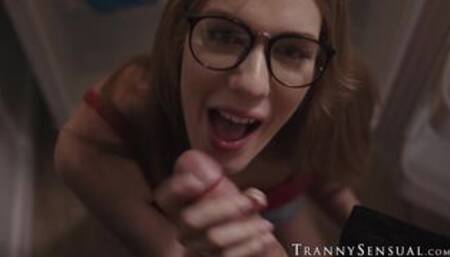 Trans Crystal Thayer lures Chris Damned for a quick secret fuck