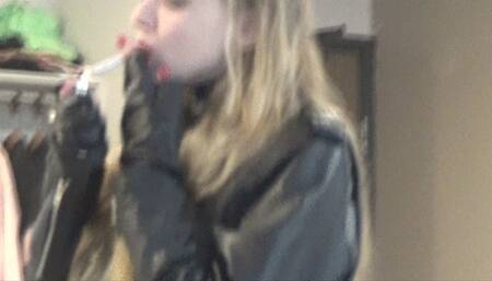 Leathered Up Slut Dallas Dances and Smokes for You