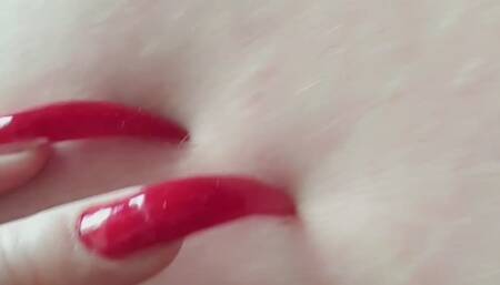 I scratch my slaves body on various parts with hot red nails