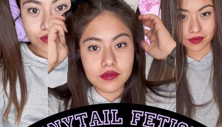 Brushing my soft and shiny hair, making me ponytails!