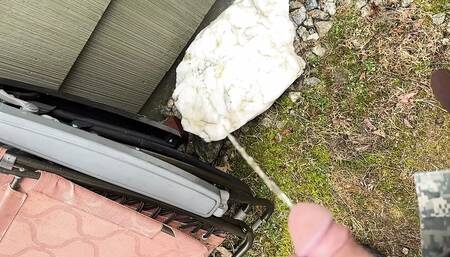 Slow motion outdoor piss