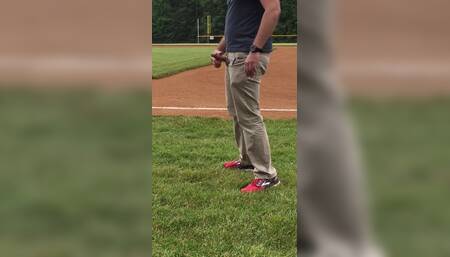 Jerking off on the Baseball Field by Home Plate