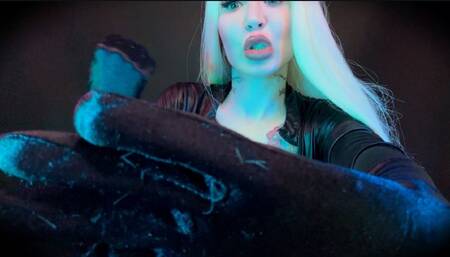 Gloved hands over mouth breath play JOI challenge : FATAL END