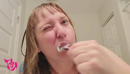 Brushing Teeth with Wet Hair Topless