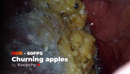 [HDR 60FPS] - Churning apples (Eating + Stomach view) - ENDOSCOPE VORE