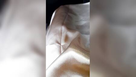 Gold Satin Dress Masturbation And Cum Inside Dress