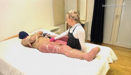 PANTYHOSE MUMMIFICATION AND FOOT TEASING WITH DINA