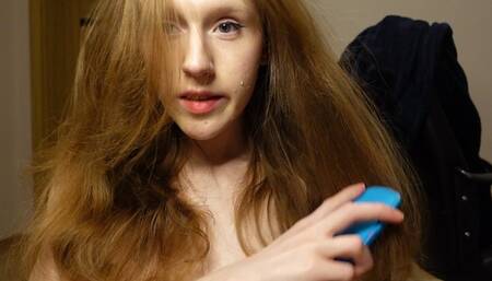 I brush my natural red hair