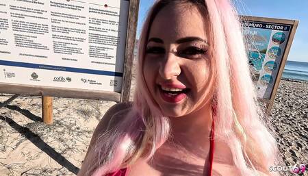 Risky Public Amateur Anal Sex with German Girl Maria Gail by Stranger Outside at the Beach
