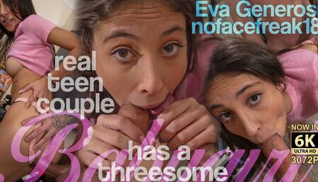 Real Amateur Teen Couple Has a Threesome