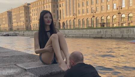 Eastern Goddess’s Urban Dominion: Riverside Foot Worship