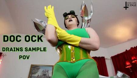 Doc Ock Drains Sample POV - featuring Jane Judge in this cosplay scene with Doctor Otto Octavius and her evil metal arms taking a DNA sperm sample from you to transform you into the perfect assistant via POV handjob with yellow gloves on Science Friction
