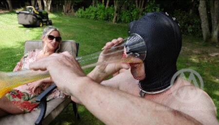 Humiliated slave made to drink half yard (18) raw eggs for Mistress Nikki's amusement WL1778