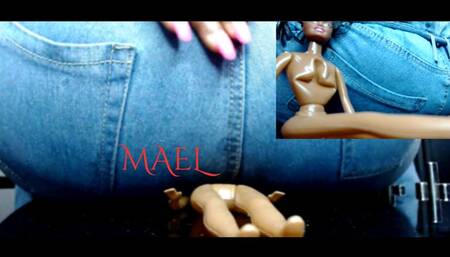 Ebony Bitch Crushed In Denim Jeans And Ass Smothering