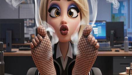 SMELLY FISHNET OFFICE WORKER