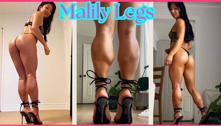 Walking and Flexing my Beautiful Legs with Heels and Oil