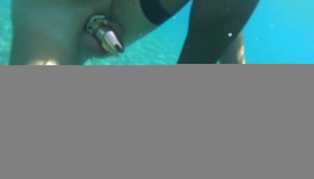 Peniscage&stocking in the Sea