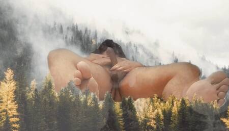 Giant Marco masturbating in the forest