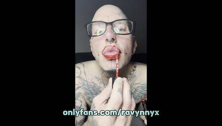 Humiliation! Lipstick on my BIG Fake Lips