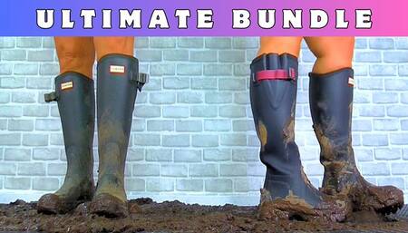 Goddess Amber & Miss Lucy - MudFest 1: Crushing The Cum From Your Cock & Balls Under Our Muddy Hunter Boots - 197 Ultimate Bundle - Face Trample Trampling CBT Ballbusting Standing Busting Shoejob Bootjob Cumshot