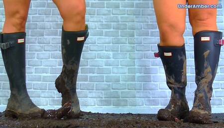 Goddess Amber & Miss Lucy - MudFest 1: Crushing The Cum From Your Cock & Balls Under Our Muddy Hunter Boots - 197 Sole Cam - Face Trample Trampling CBT Ballbusting Standing Busting Shoejob Bootjob Cumshot