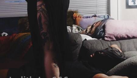 Night time couch facesitting