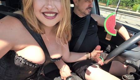 Deity Bastet and Faith - CBT and handjob in car