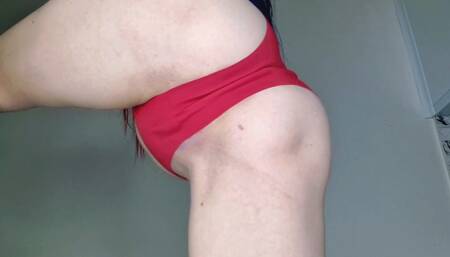 Worship my sexy ass! Red skirt and red panties Dominatrix Nika