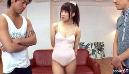 Petite Japanese Teen at MMF 3Some Sex