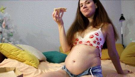 A very sexy belly after pizza , enjoyment eating WMV