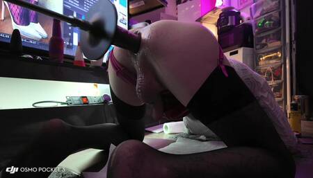 trans with sex machine on full speed getting a good pounding