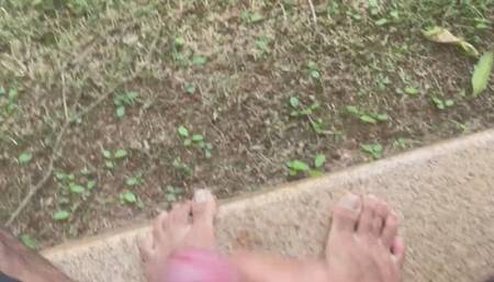 Cum in the backyard
