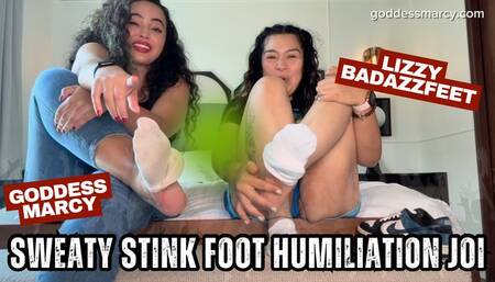SWEATY STINKY FEET JOI HUMILIATION - FEAT GODDESS MARCY AND LIZZY BADAZZFEET (720P)
