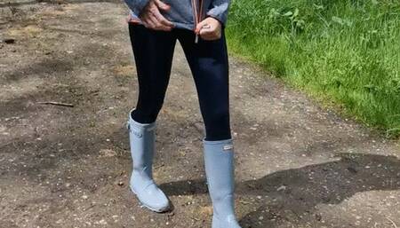 Carina strip at the woods with Hunter and Nylons