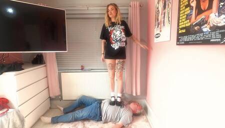 Mini Skirt T-Shirt & Mary Jane Chunky Shoes Trampling (4K)